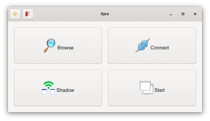 Xpra welcome screen