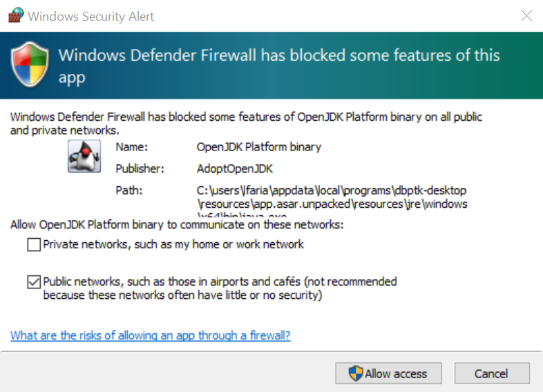 Firewall blocked