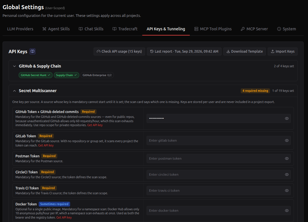 Check API usage and Last report in the API Keys header